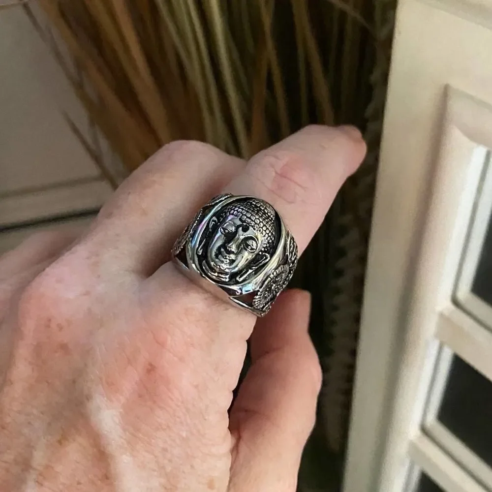 Buddha High Polished Stainless Steel Ring Sizes 11,12